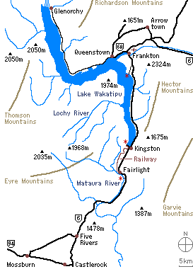 Queenstown area map